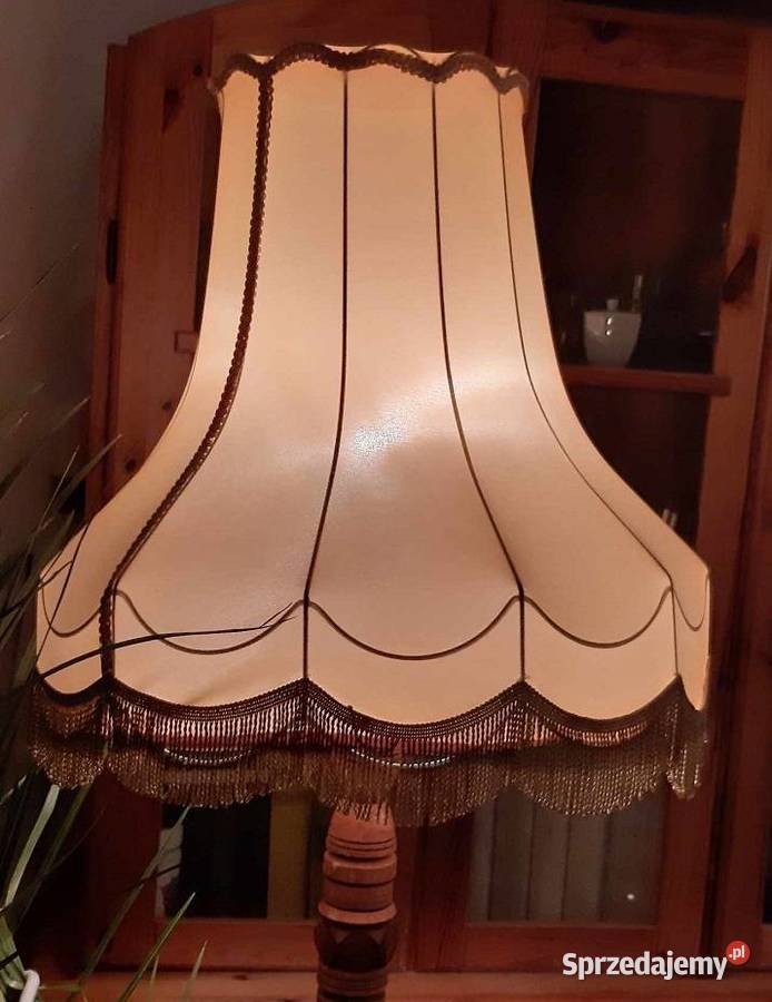 Lampa stojąca drewno orzech mahoń vintage prl Lampy podłogowe