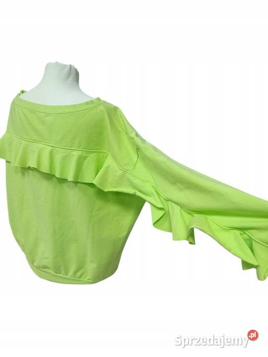 BLUZA bluzka damska z falbanami limonkowa biust Odzież damska Pątnów
