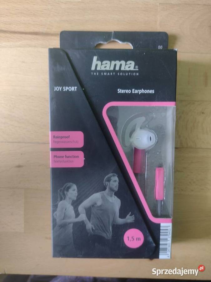 Słuchawki sportowe dla biegaczy douszne przewodowe HAMA 1,5m