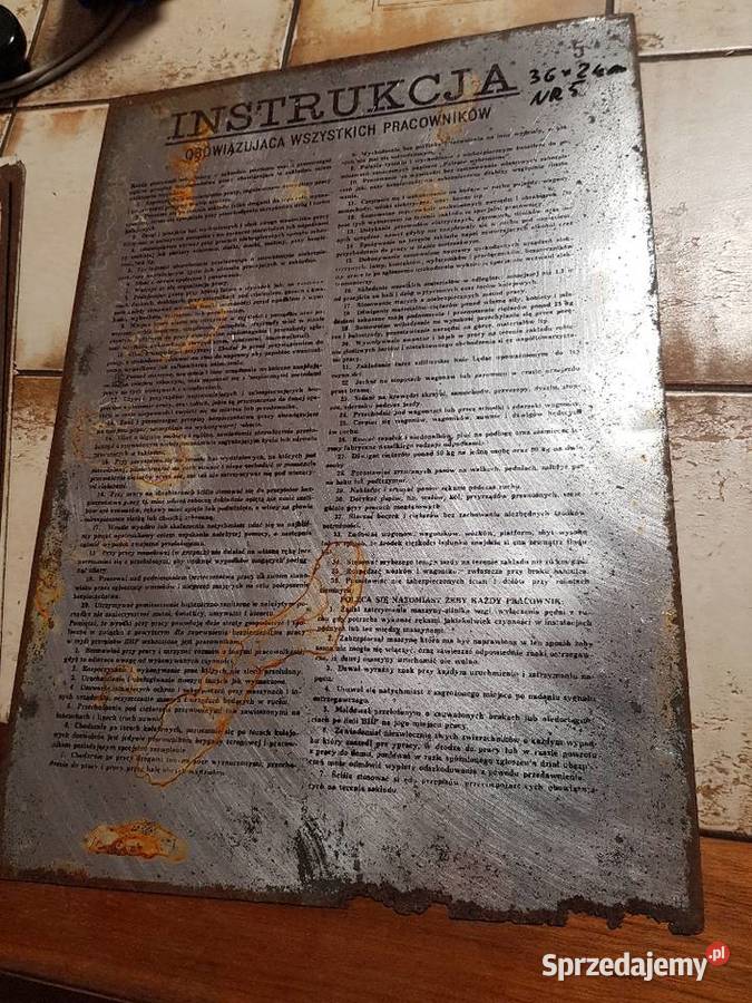 Lata 70teZ kolekcjiTablica BHP z PRLu Gorzów Wielkopolski