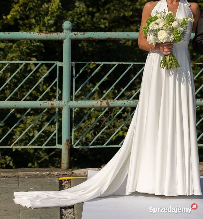 suknia ślubna z jedwabiu ecru podkarpackie Wiśniowa sprzedam