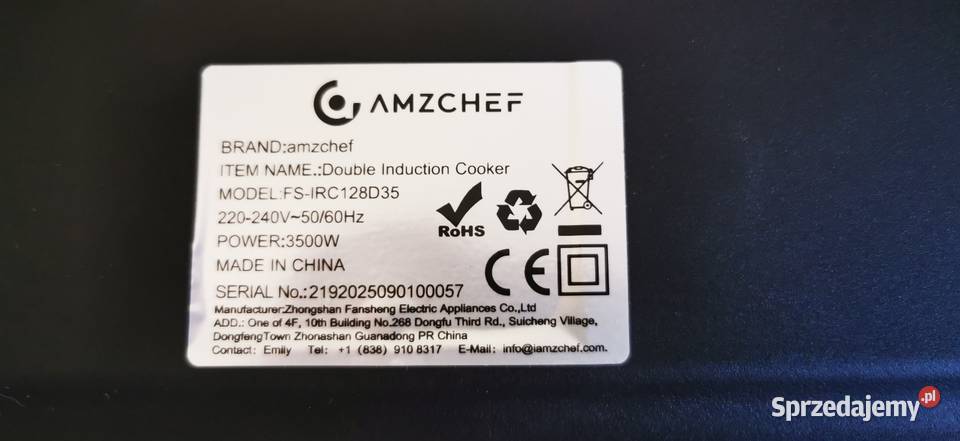 Nowa podwójna płyta indukcyjna AMZCHEF 3500W podkarpackie Lubenia