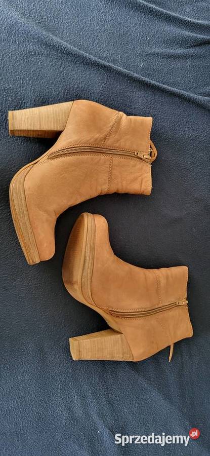 Brązowe botki RESERVED 37 skórzane botki na Wojkowice Kościelne