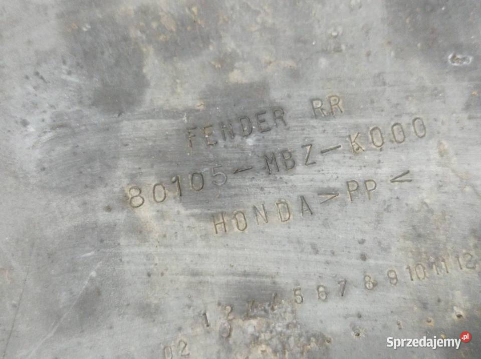 BŁOTNIK TYŁ CHLAPACZ 80105MBZK000 Honda CB600F Rok produkcji 2005