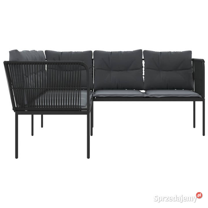 Narożna sofa ogrodowa z poduszkami czarna stal i Warszawa