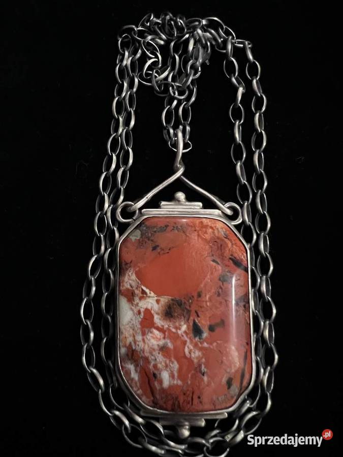 Srebrny wisior z kamieniem jaspis czerwony Warszawa
