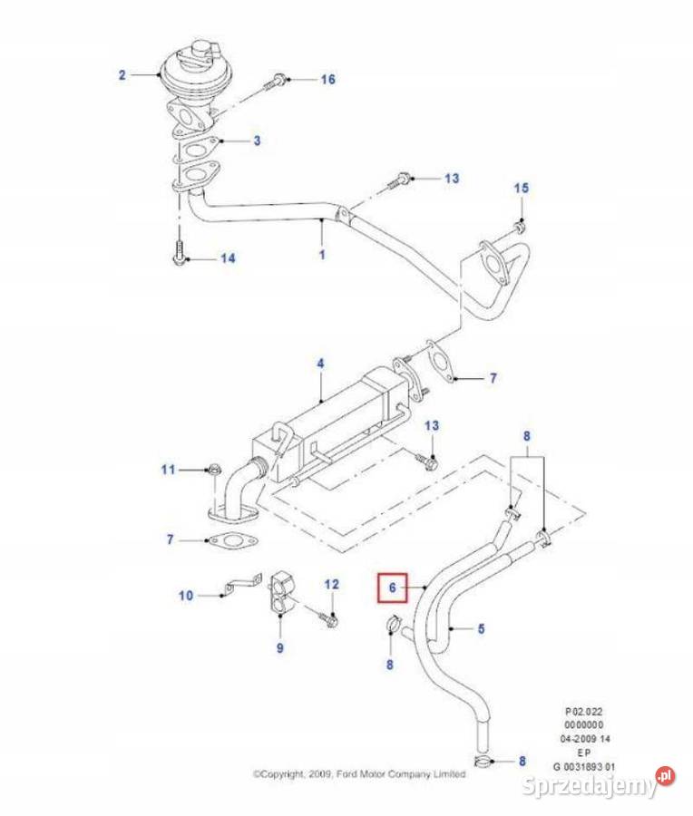 WĄŻ PRZEWÓD CHŁODNICZKI EGR FORD RANGER EVEREST