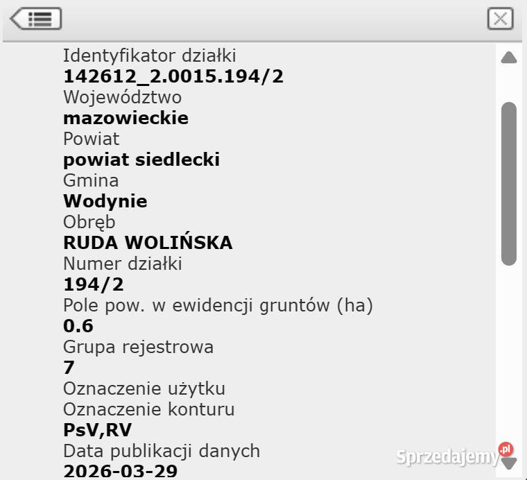 Grunty rolne Ł4 216ha Ruda Wolińska 08117 23