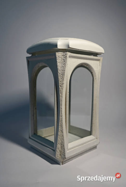 Biały znicz żywiczny lampion retro Pozostałe śląskie