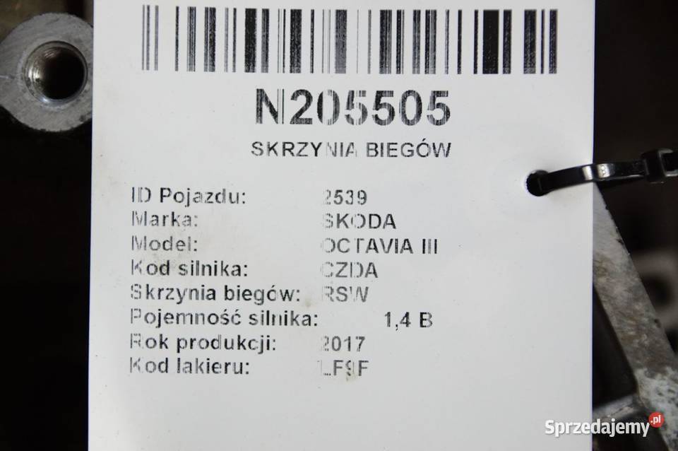 SKRZYNIA BIEGÓW SKODA OCTAVIA III RSW Pozostałe Lipno sprzedam