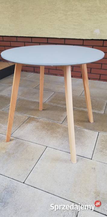 Stolik okrągły szary drewniane nogi ława stół Stoły, krzesła, biurka Sulbiny