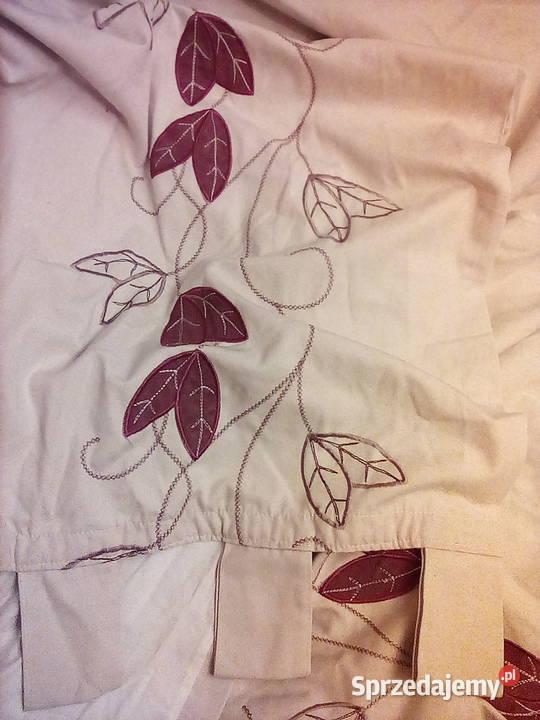 Zasłona z motywem roślinnym kolor jasny brąz Kraków