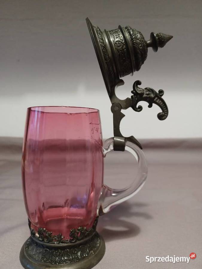 Piękny szklany z koń 1800 r dzbanek na wino