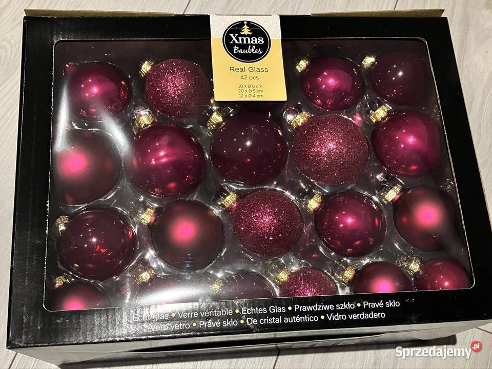 Szklane bombki choinkowe zestaw 42 różne kolory Kraków