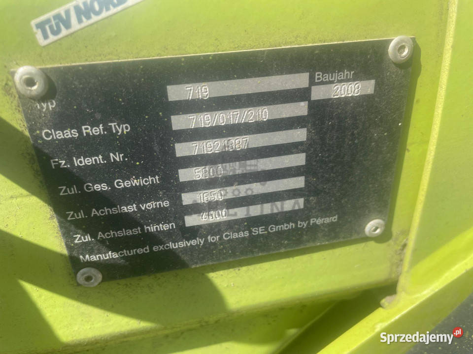 Wózek do Hederu Heder Claas Typ 719 2008r 75m 9m