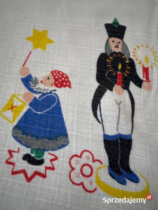 obrus bogaro zdobiony motywy zimowe biały