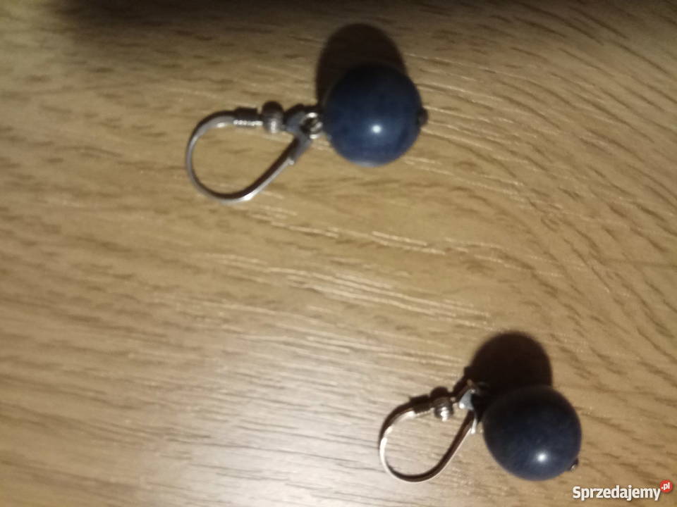 Kolczyki pr 925 srebrne z niebieskim jaspisem srebrne Pszczyna