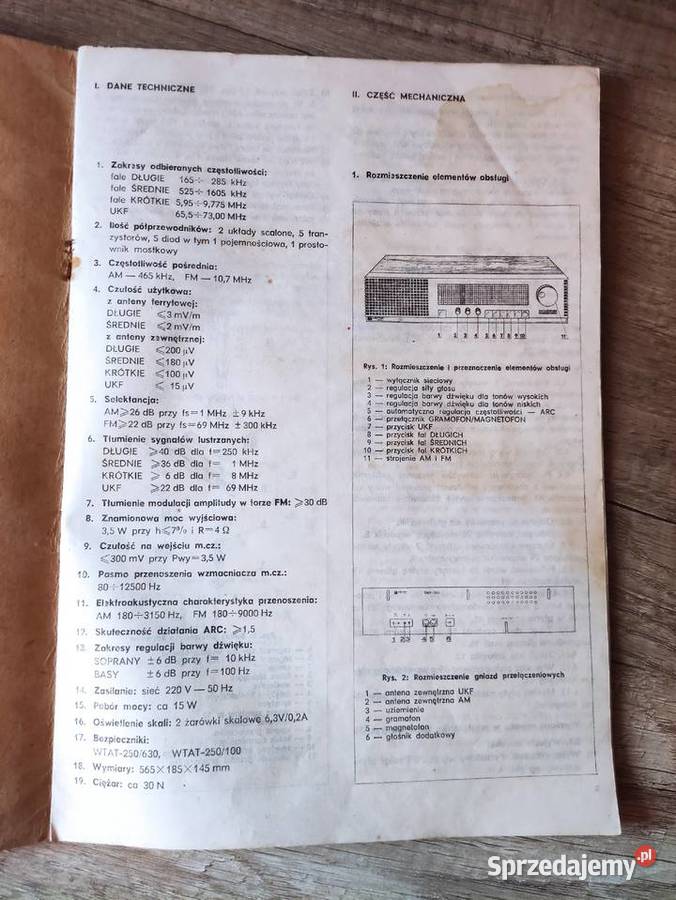 Instrukcja serwisowa radio Unitra Taraban DMP502 Rzeszów