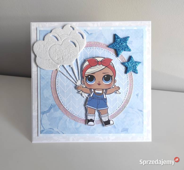 Kartka na urodziny ręcznie robiona LOL niebieska Łódź