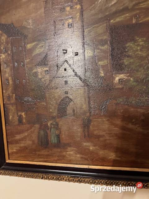 Obraz stary z czasów PRL lata60te antyk w ramie Częstochowa