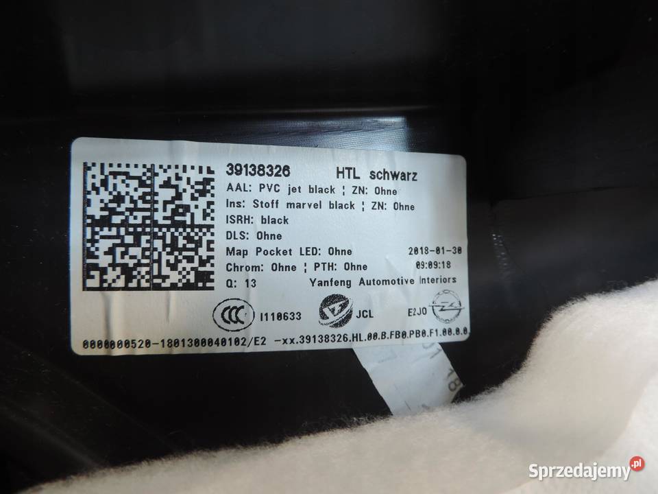Opel Insignia B BOCZEK TAPICERKA DRZWI TYŁ LEWY