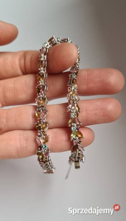 Srebra bransoletka z turmalinami kolorowymi sprzedam