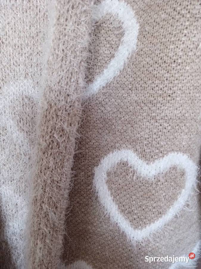 Kardigan w serduszka rozmiar L brązowy/beżowy sprzedam