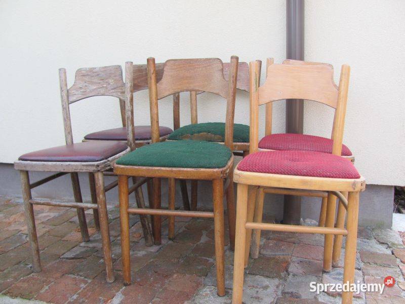 krzesła z PRL 6 do renowacji vintage stare lite