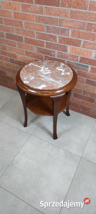 Piękny stolik dębowy marmur Łagów