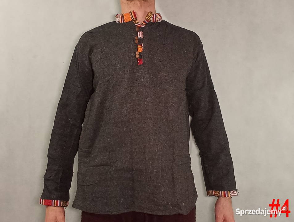 Męska Koszula Z Długim Rękawem z Indii Boho Kudowa-Zdrój
