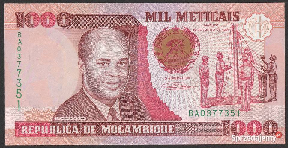 MOZAMBIK 1000 METICAIS 1991 STAN BANKOWY UNC Łódź