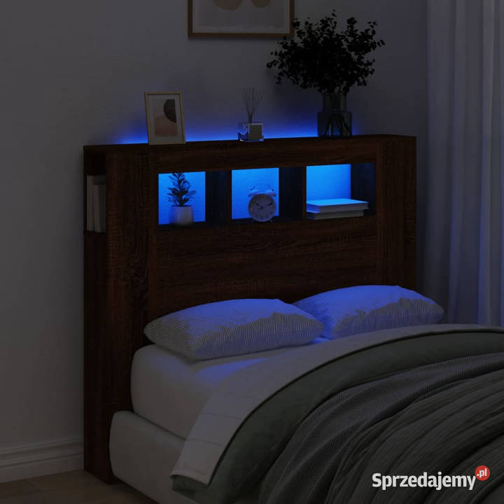 Wezgłowie łóżka z LED brązowy dąb 120x185x1035 Warszawa sprzedam