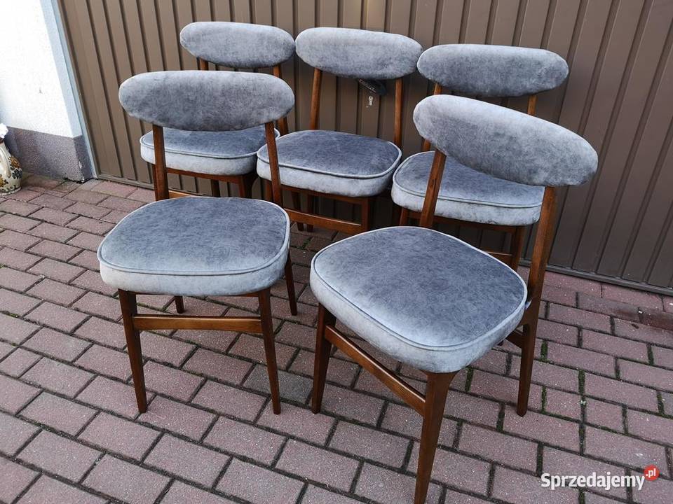 Krzesła PRL Hałas Stare Komplet 5 Sztuk Swarzędz