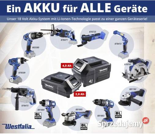 Westfalia acu 18v 4 amp z ładowarką Nowa Sól