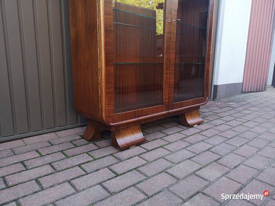 Witryna Biblioteka Serwantka ARTDECO Orzech Antyki, Sztuka, Kolekcje wielkopolskie Swarzędz