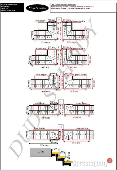 Schody CORA metalowe model Mix 180 vertical L90 wewnętrzne Kościan