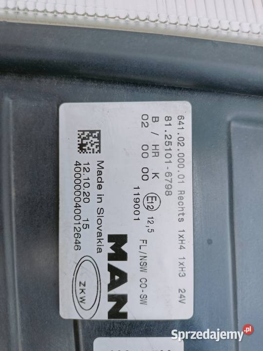 MAN TGS TGX HALOGEN PRAWY ORYG 81251016798 Oświetlenie Sulechów