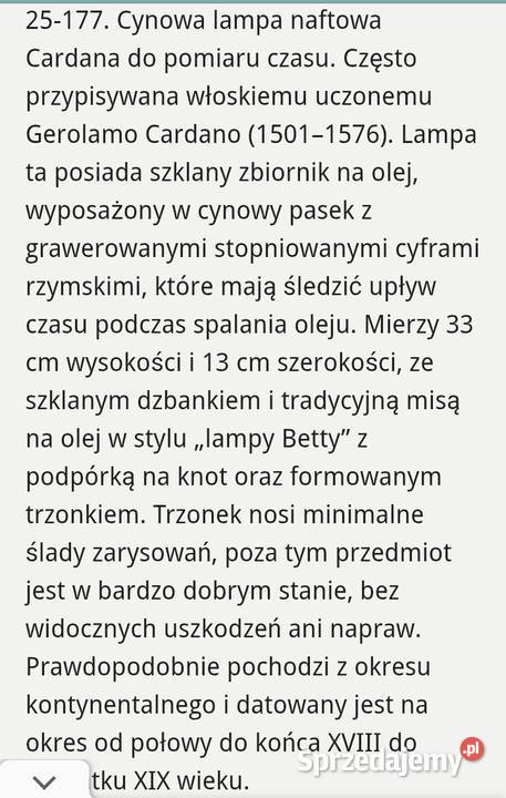 Lampa naftowa oliwna Unikat czasomierz do Grójec