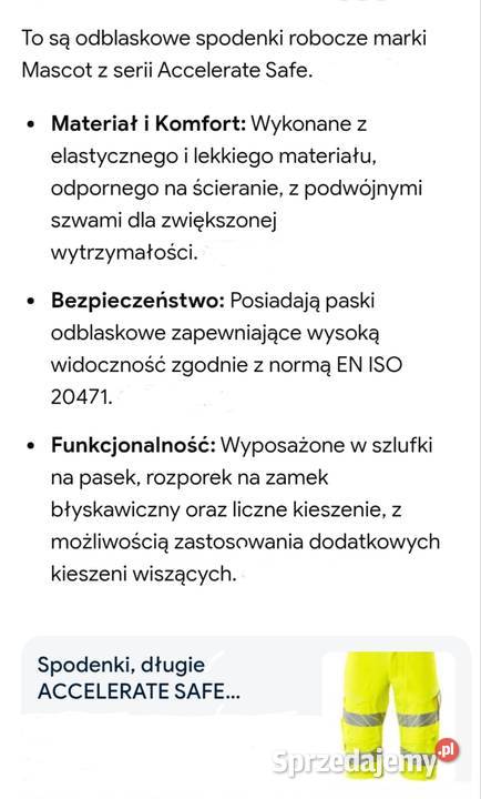 Mascot Accelerate Safe krótkie spodenki robocze Rozmiar XL Sędziszów Małopolski