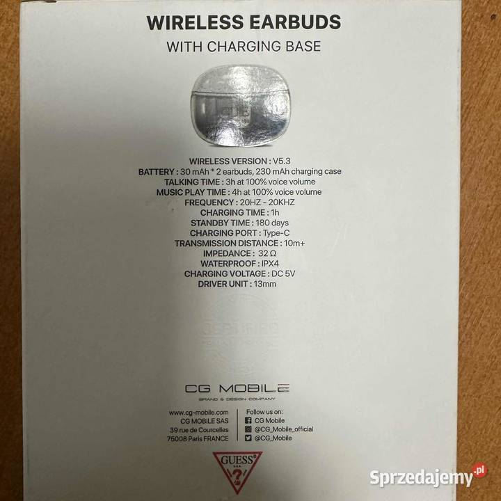 Słuchawki bezprzewodowe Guess GUTWSHDGKEEK