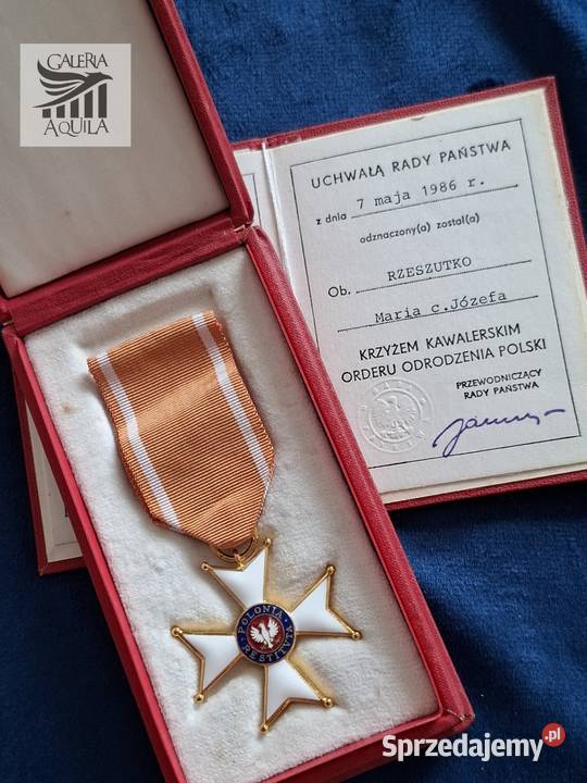 Krzyż kawalerski OOP dokument pudełko Militaria Wejherowo