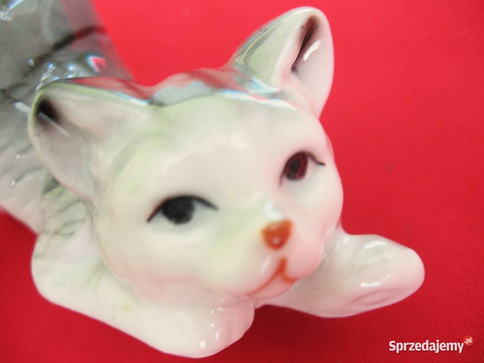 Kot Kotek i myszka porcelana 7 x 9 x 4 szary mazowieckie Siedlce
