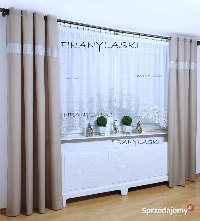 Firana do salonu pokoju szeroka gipiura łuk