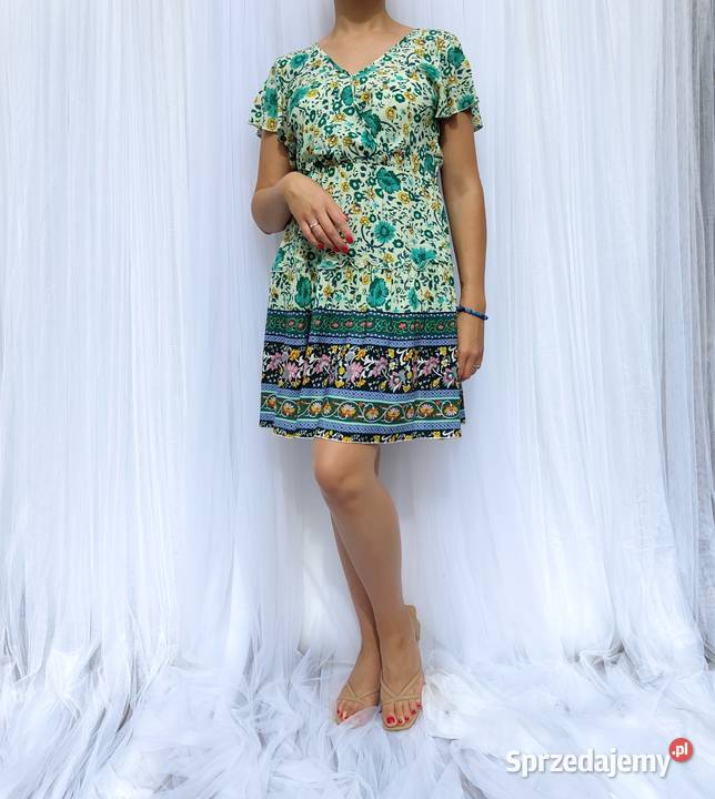 Kolorowa sukienka letnia S 36 boho bohemian Rozmiar 36(S) Szczecin