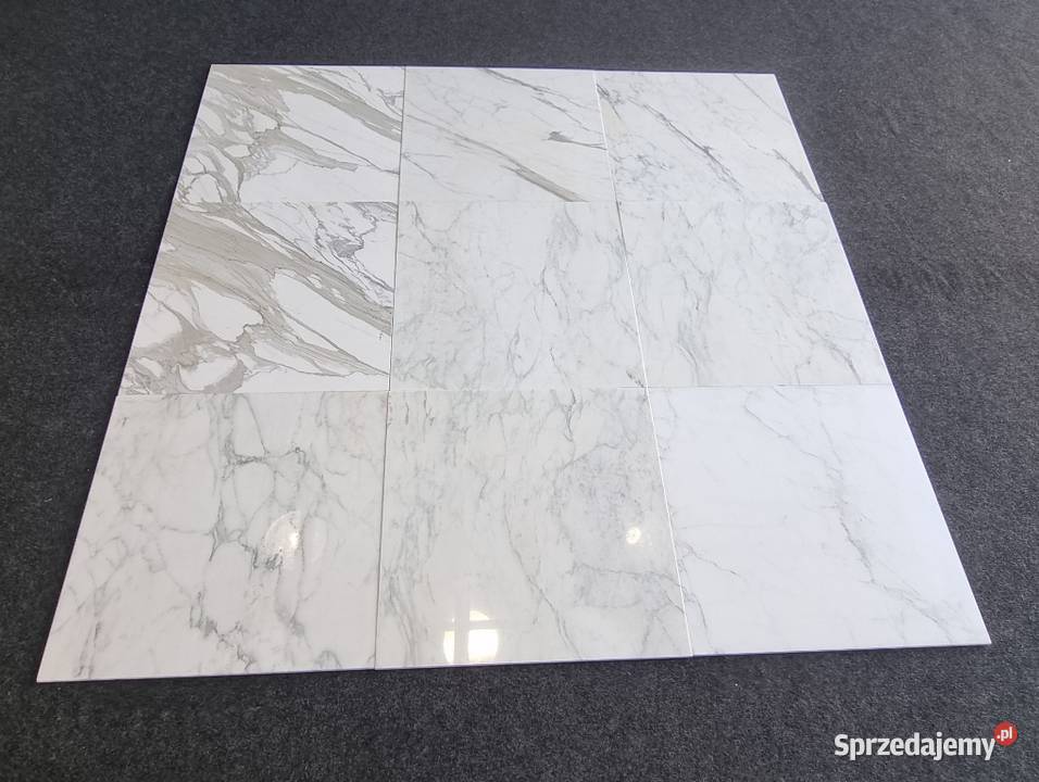 PŁYTKI MARMUROWE BIANCO CALACATTA DUŻE 60X60X1 Bielawa