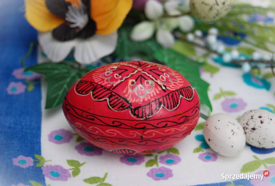 Stara pisanka drewniana ręcznie malowana Ukraina Lublin