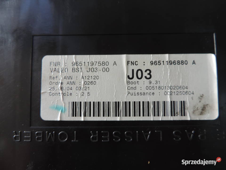 MODUŁ BSI 9651197580 CITROEN C4 PEUGEOT 307 małopolskie Nowy Sącz