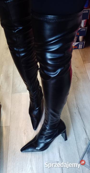 40 Topshop Długie czarne Kozaki kolano