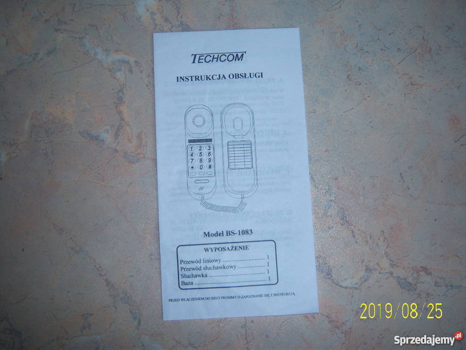 Telefon Techcom komplet instrukcja świętokrzyskie Kielce sprzedam