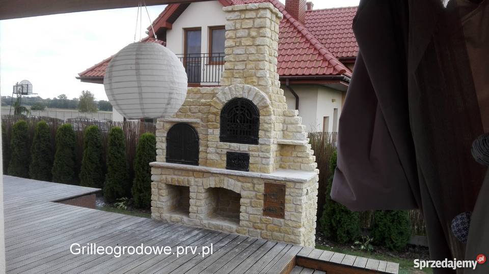 Grill murowany z kamienia piaskowiec granit Architektura ogrodowa Żarnów